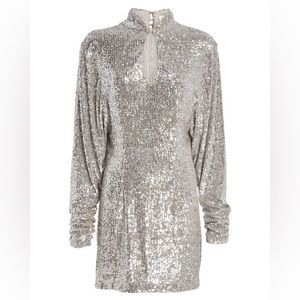 NWT Ronny Kobo's Lauper Silver Sequin mini dress | XS